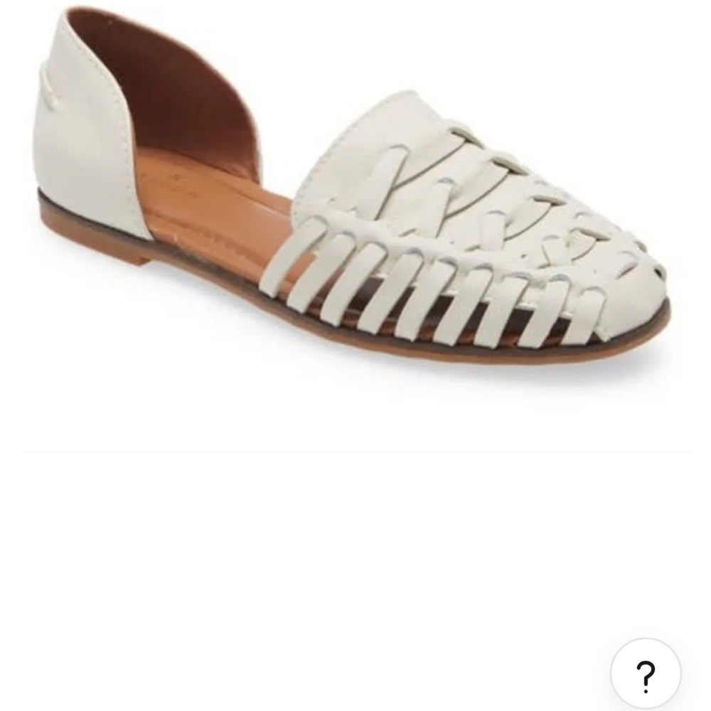 calson woven leather d’orsay fisherman ivory shell flats